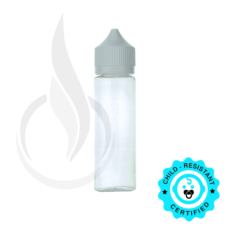 V1 - 60ML PET Plastic CHUBBY GORILLA CLEAR BOTTLE W/ CRC/TE WHITE CAP